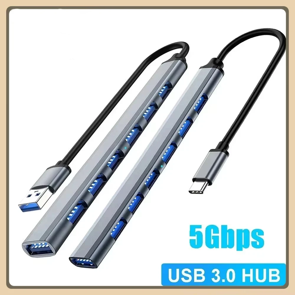 USB HUB Type C 3 0 USB-A Hub Splitter 7 Port USB3.0/2.0 With USB-C PD High Speed Data Transfer For PC Laptop Macbook Accessories