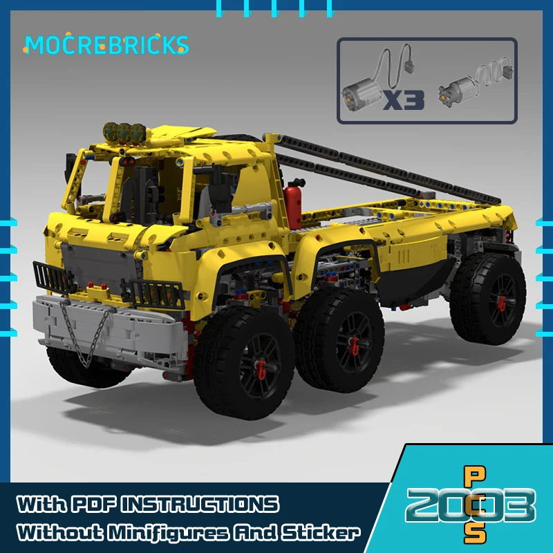 Modular Engineering Vehicle With Motor Model MOC-129849 Trial Truck Building Blocks DIY Creative Bricks Toys Kids Holiday Gifts