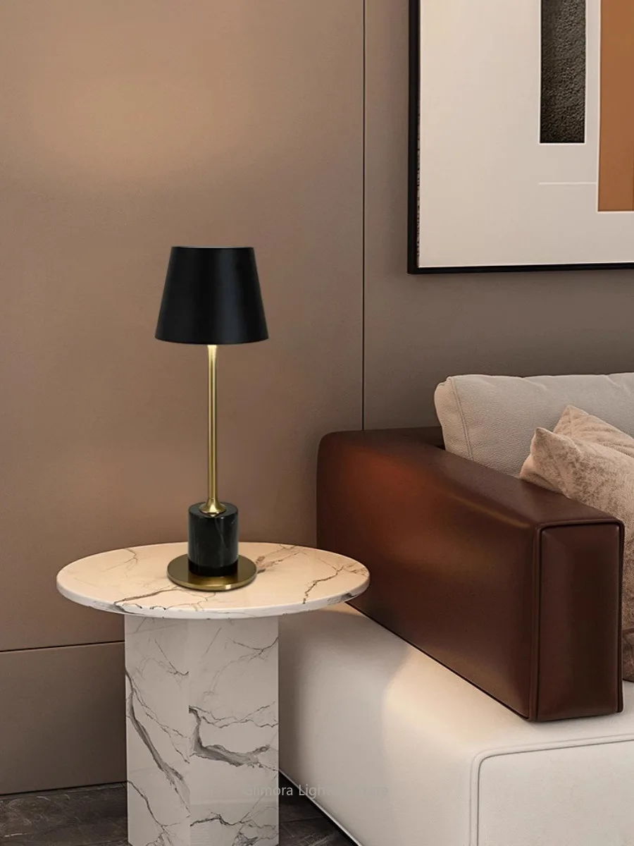 Modern Minimalist Marble LED Table Lamp, Desktop & Bar Counter Ambient Light for Lounge Decor, Portable & Decorative Accen