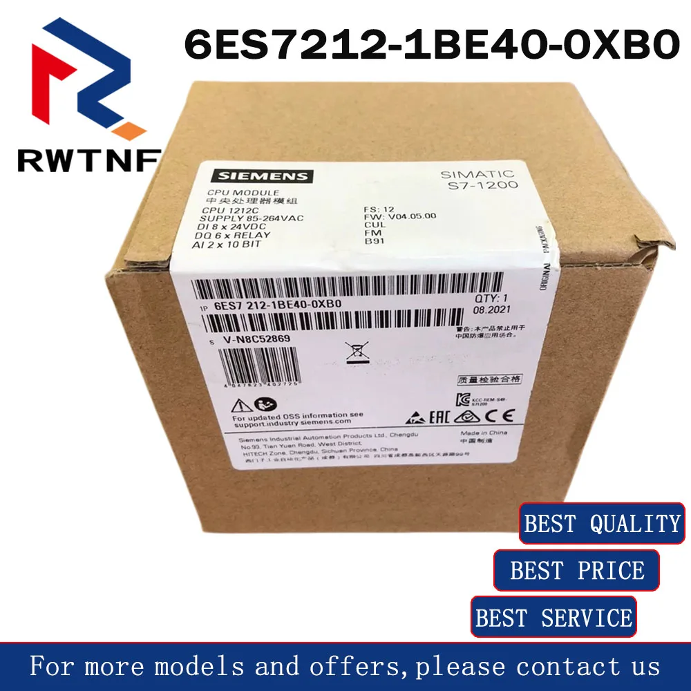 

Brand New Genuine 6ES7212-1BE40-0XB0 SIEMENS S7-1200 CPU module,100% original warehouse stock