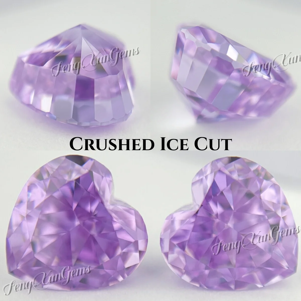 

Heart High Carbon diamond Unique Crushed Ice Cut Various sizes Premium cut Lavender Cubic Zirconia For Accessories Making