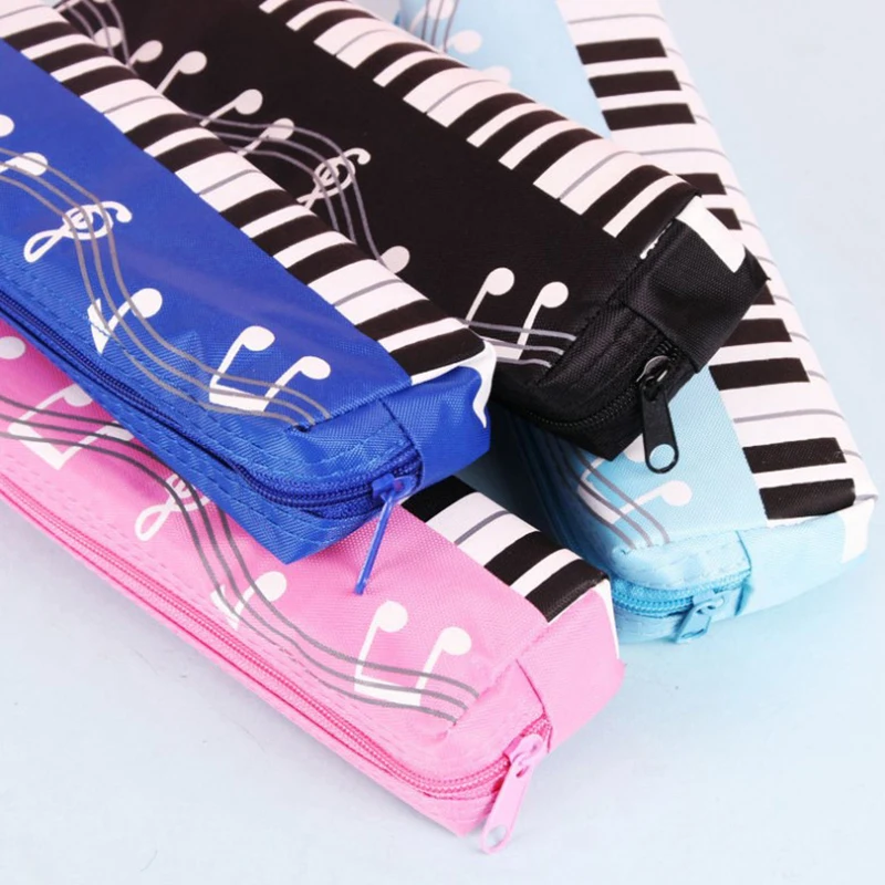 1pc Novelty Musical Note Piano Pencil Bag Single Layer Oxford Cloth Pen Case For Girls Boy Student Stationery Bag