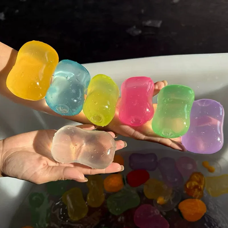 Transparent Soap Squishy Toy Colorful Slow Rising Soft Gel Stress Relief Fidget Cute Sensory Decompression Gift for Kids Adults