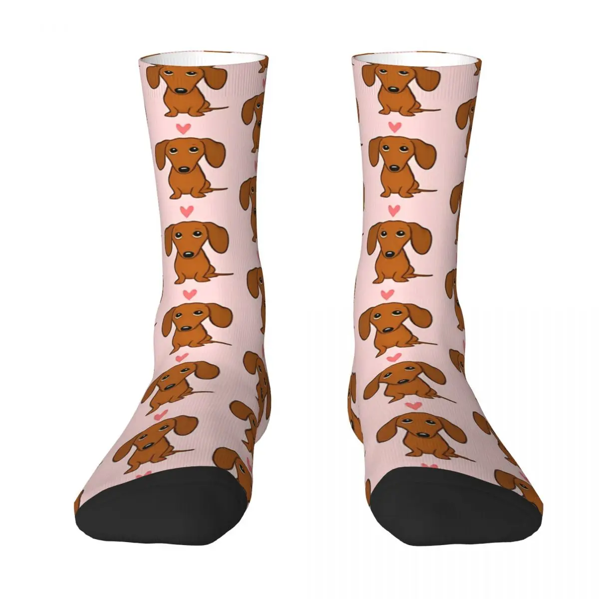 Pink Love Dog Dachshund Unisex Winter Socks Hiking Happy Socks street style Crazy Sock