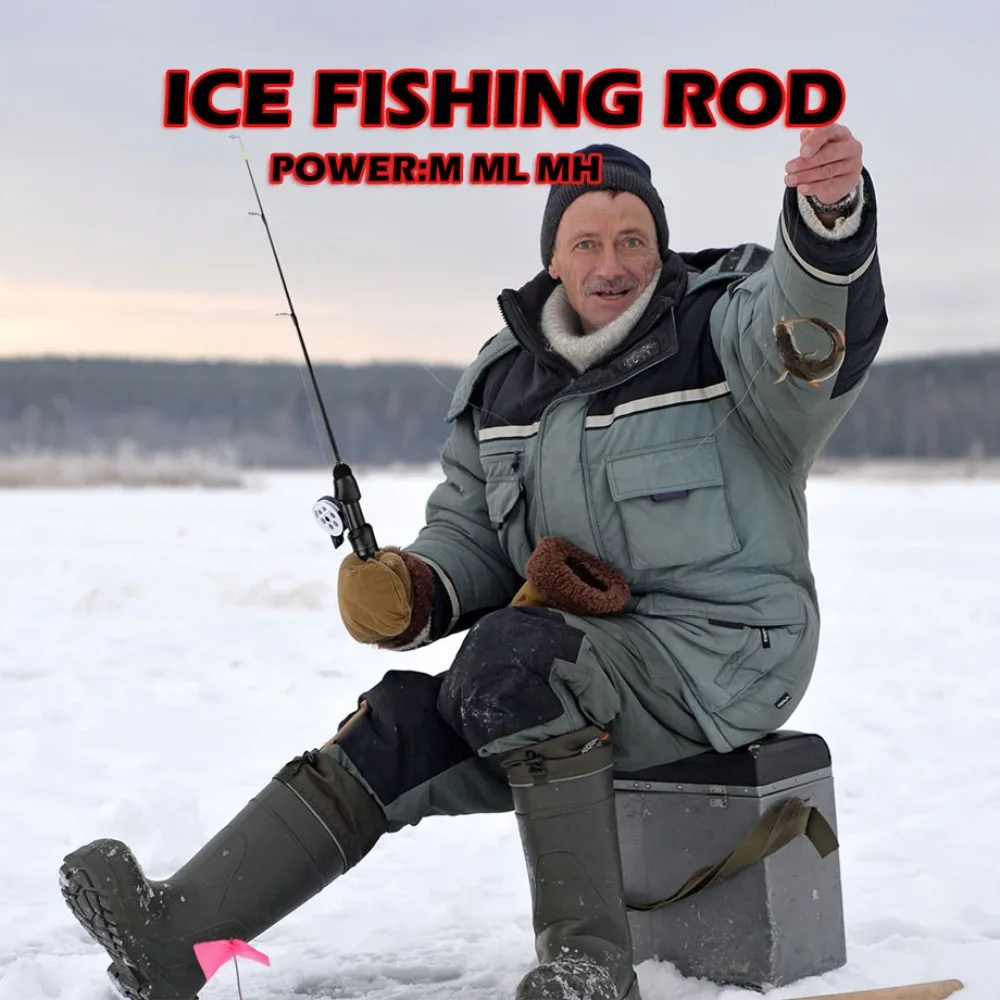 1pc 50cm Winter Ice Fishing Rod Portable Winter Ice Fishing Pole Spinning Rods for Ice Winter Fishing Tackle