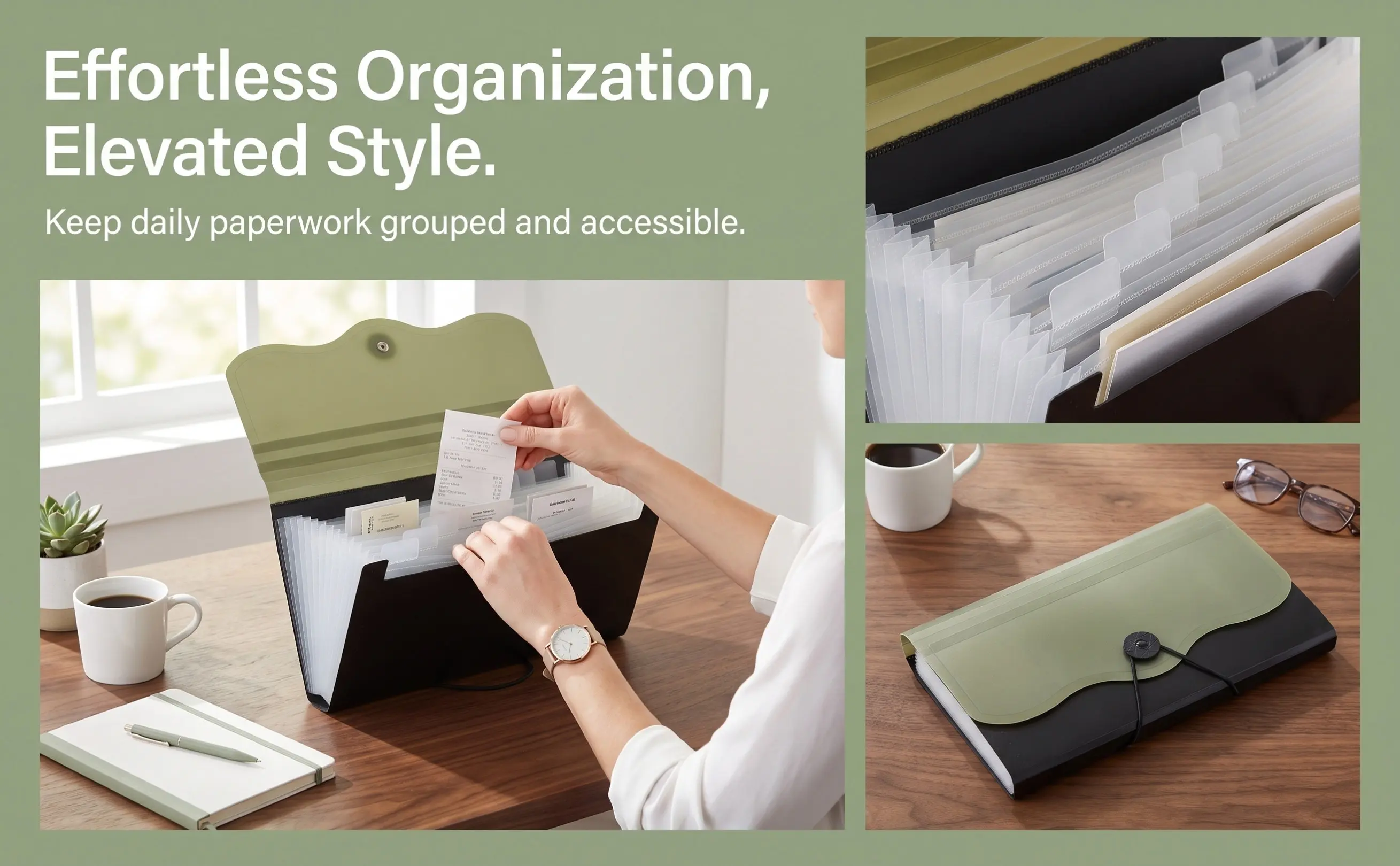 Expanding File Folder Organizer Large Capacity Multi-Layer Lightweight Portable Document Storage Bag for Office School Bills