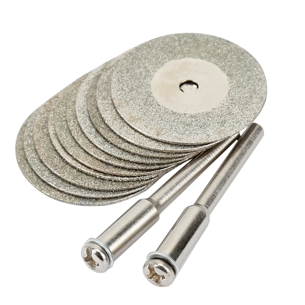 

10pcs 25mm Diamond Cutting Discs Cut Off Blade Drill Bit for Rotary Tool Dremel Accessories Abrasive Disc with 2pcs 3mm Mandrel