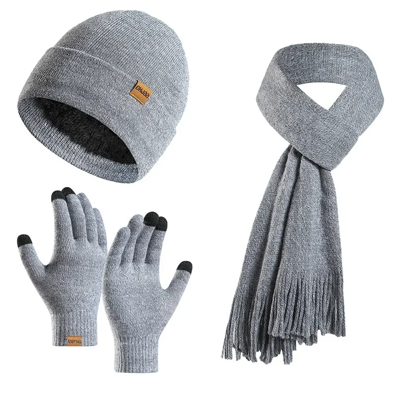 Ensemble écharpe et gants d'hiver pour hommes et femmes, ensemble de 3 pièces, accessoires d'extérieur