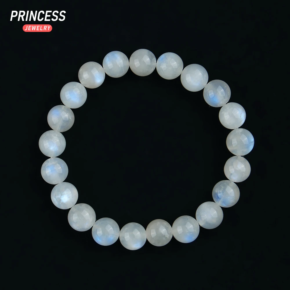 A+++ Natural Blue Moonstone 7 8 9mm Bracelet Pinkish White Loose Gemstone Beads for Jewelry Making Wholesale DIY Accessories