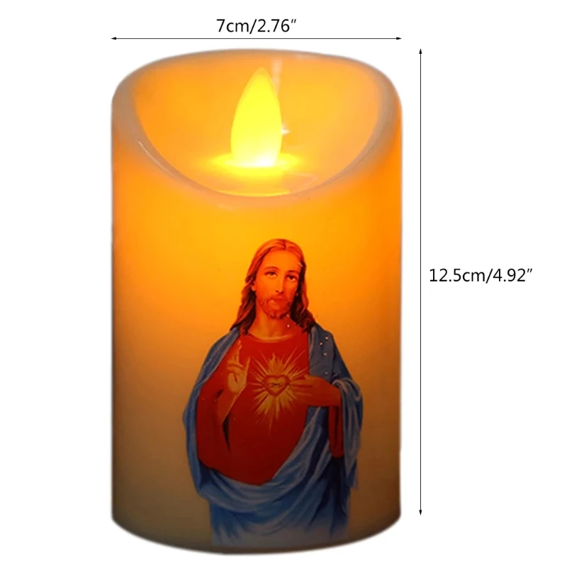 Lampe à bougies jésus Christ, bougie à LED, pilier romantique, lumière créative sans flamme, bougie électronique à piles