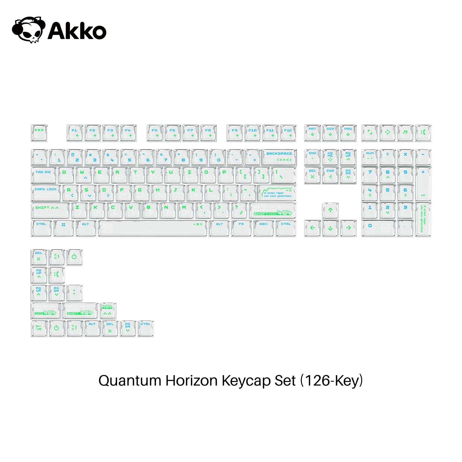 Akko Keycap Set Quantum Horizon 126-Key ANSI Layout Cherry Profile Double Shot High-Transparency PC Mirror-Electroplated Keycaps