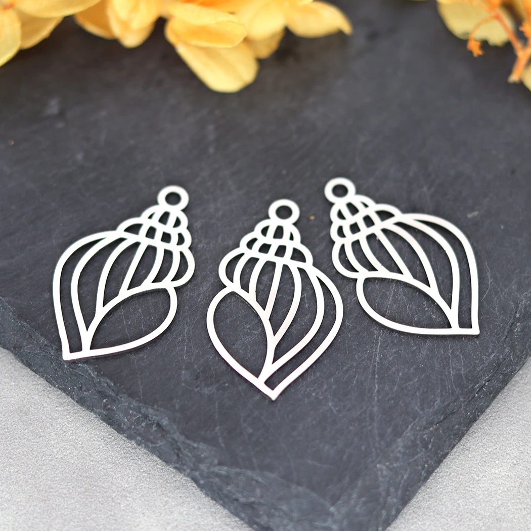 3pcs Sea Conch Hollow Line Stainless Steel Pendant Charms for Jewelry Making Summer Bohe Earrings Necklace Women diy Accessories