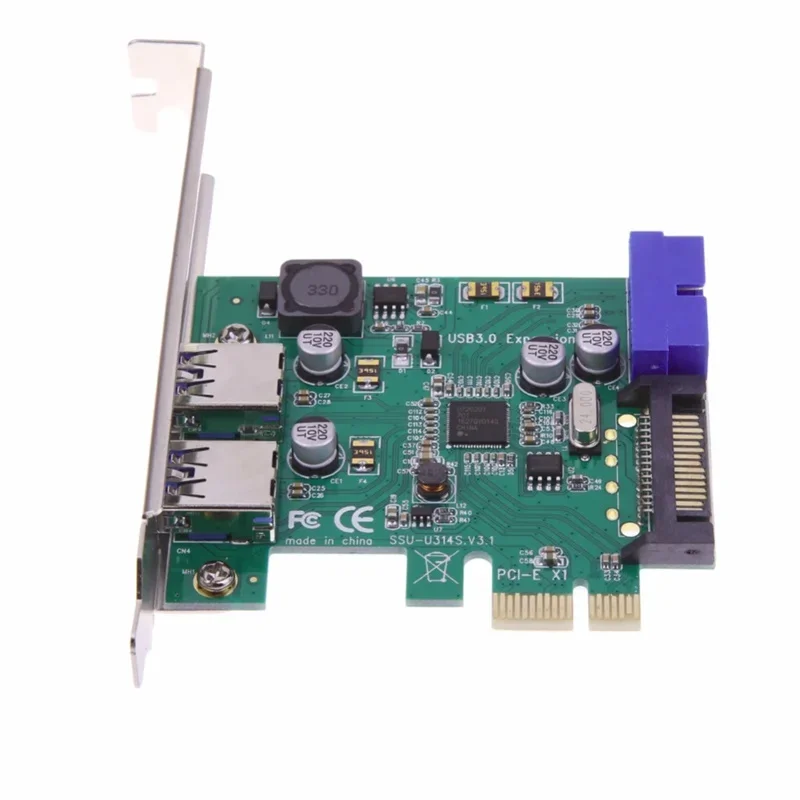 Free POST 1 pcs SuperSpeed 2-Port USB 3.0 19-pin USB3.0 PCI-E PCI Express pcie Card Motherboard 20P 20 pin Connector NEC Chipset