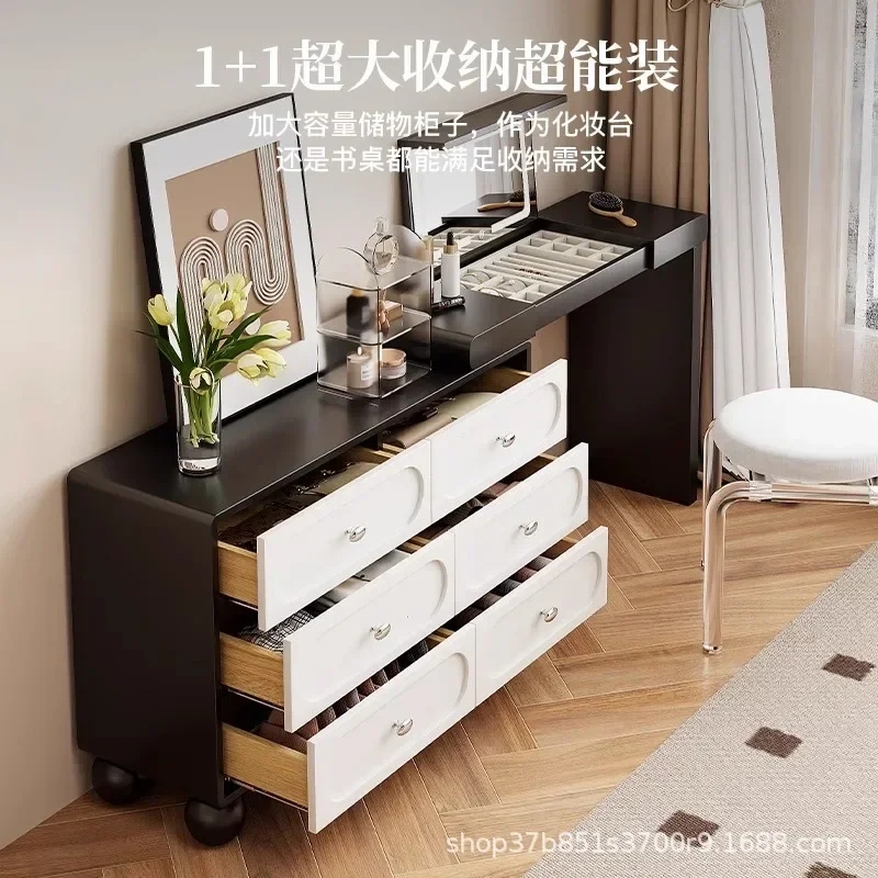 

Mirror Dressers Cosmetic Vanity Table Chair Desk Bedroom Drawer Study Wood Dressing Table Black Penteadeira Postmodern Furniture