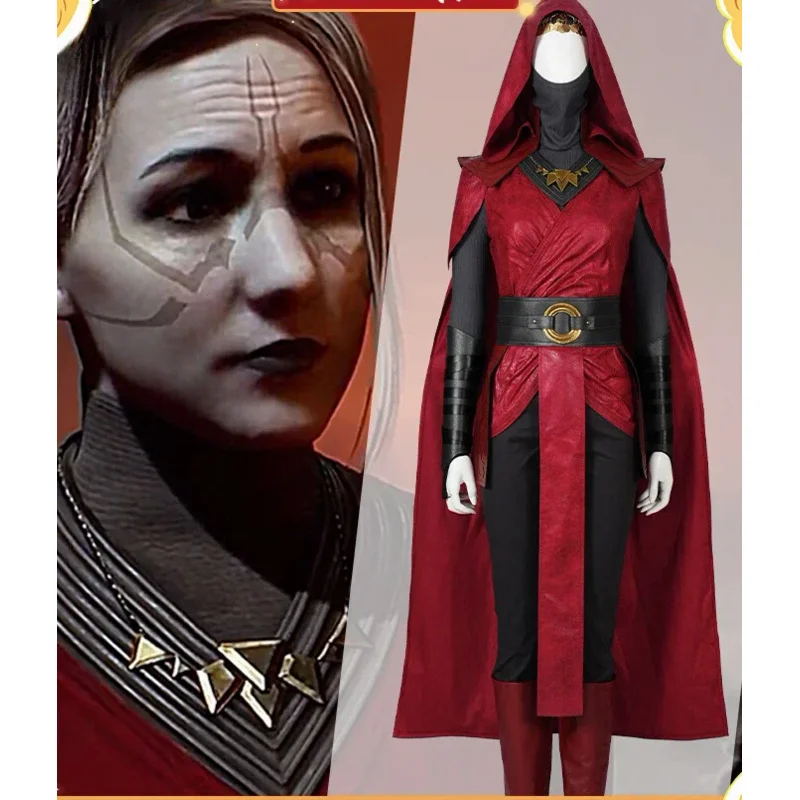 

High Quality Halloween Carnival Dark Witch Red Women Outfit Nightsister Merrin Cosplay Costume With Accessories