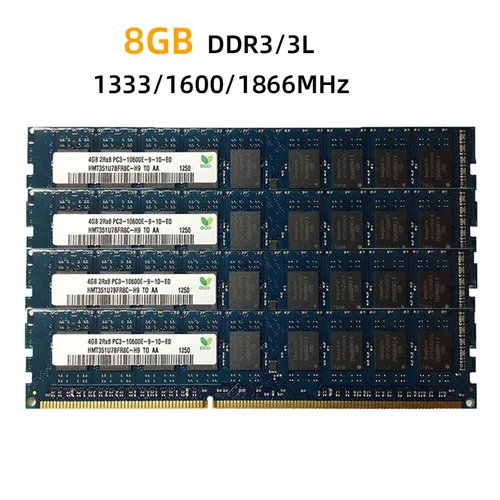 Memoria RAM ECC de 8GB DDR3 1333MHz 1600MHz 1866MHz Memoria de estación de trabajo PC3L PC3-12800E 1,35 V 1,5 V ECC RAM sin búfer