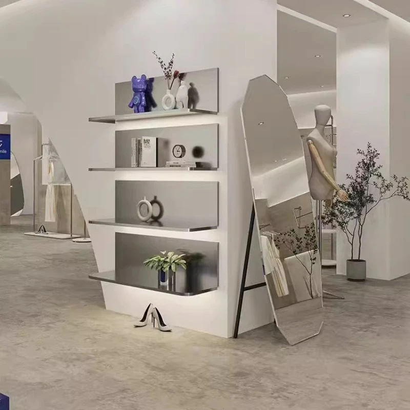 

Stainless Steel Storage Shelf Multi-Layer Wall Mounted Shoe Rack for Store Boutique Handbag Display Rack Portable Wall Organizer