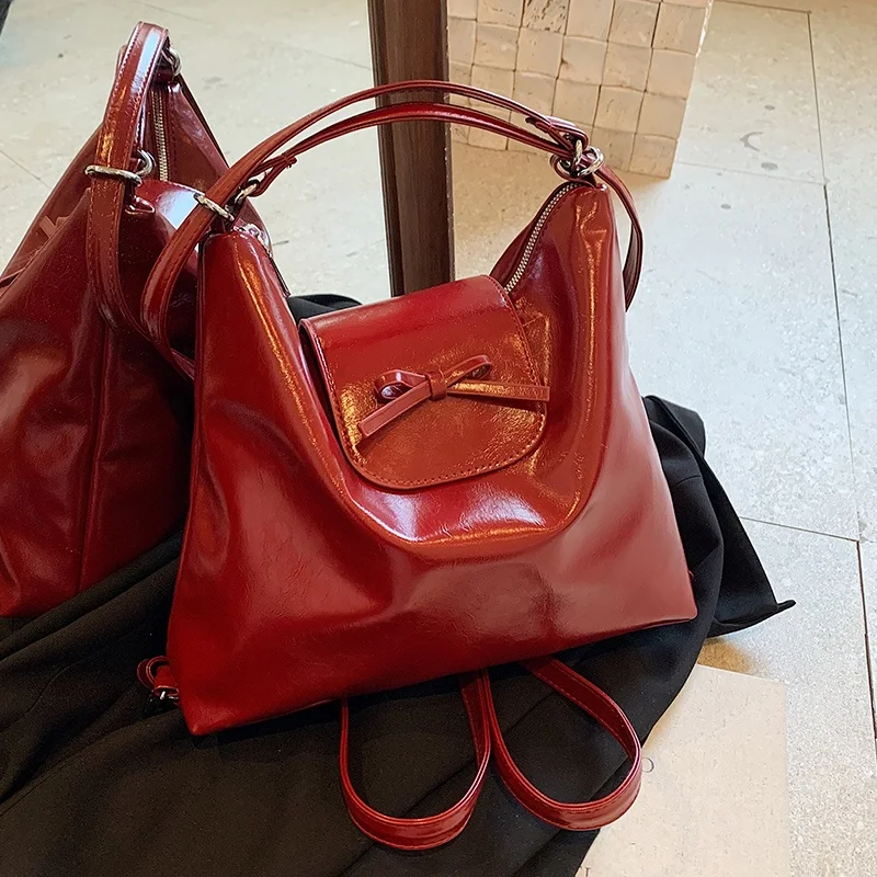 

Red Large Capaci Commuter Tote Bag Women's Bapa oulder Bag Crossbody Bag Dual Design Sensation High End Feeling