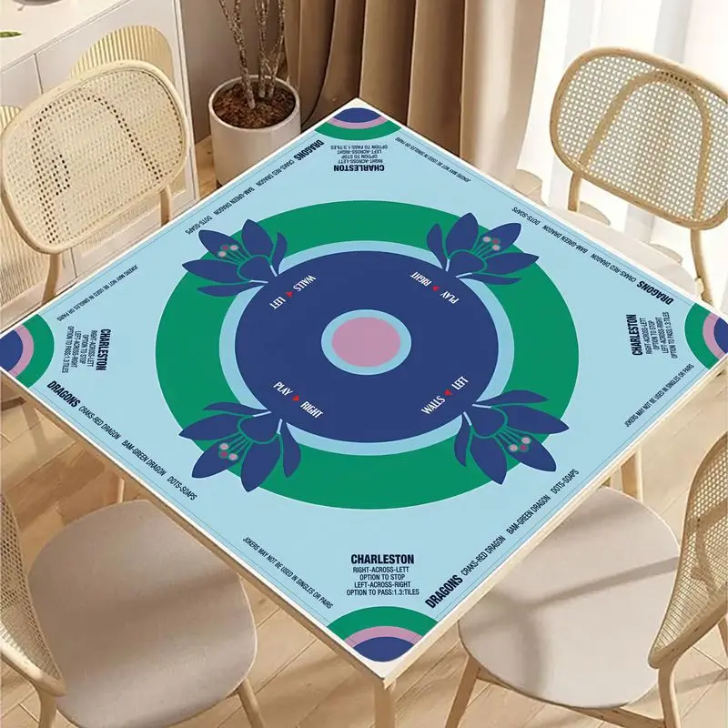 VIKAMA Modern Geometric Lotus American Mahjong Mat Silent Non Slip Foldable Square Game Pad Minimalist Floral Desktop Decor