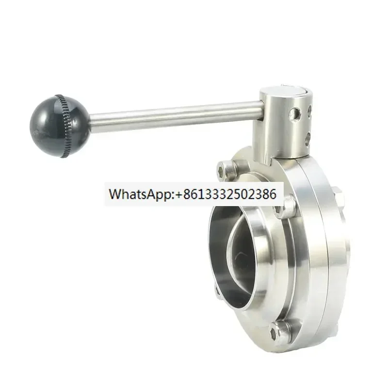 

304 stainless steel/welded butterfly valve/food grade/butt welded/manual butterfly valve/threaded valve SMS 2019