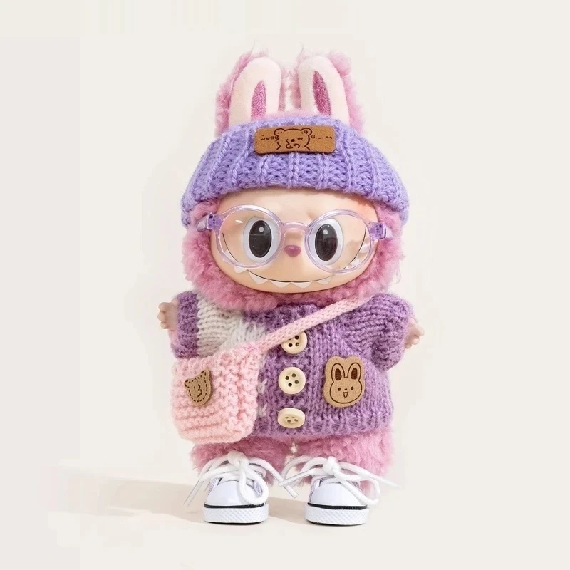 

Suitable For Labubu15-17cm First Second Third Generation Universal Cloth Handmade Knitted Sweater Hat Set Fashion Dolls Clothes