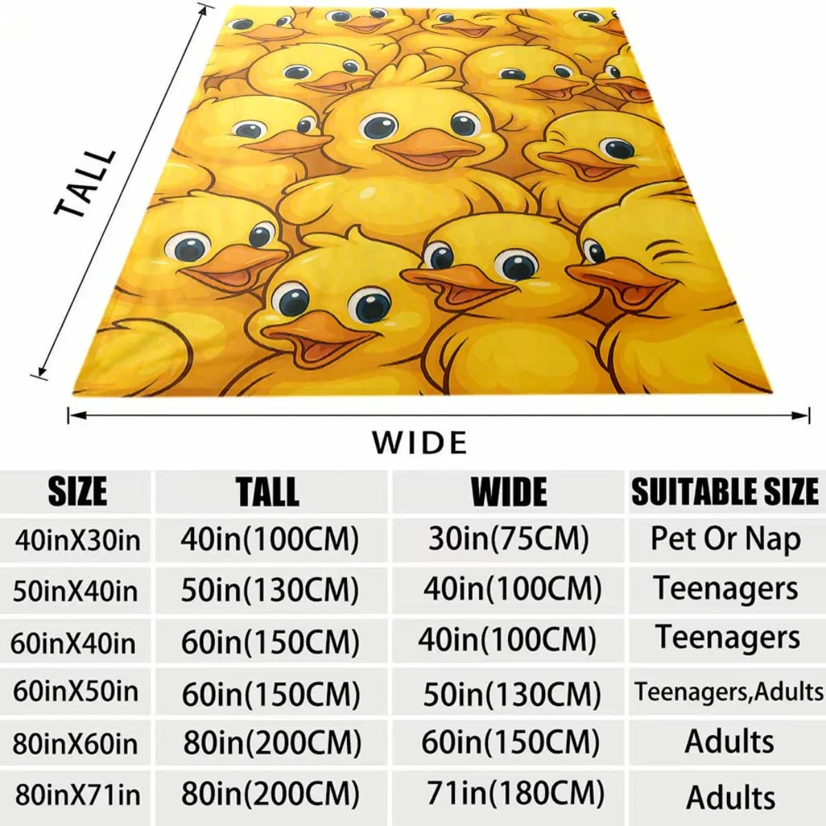 Adorable Yellow Duckling Flannel Blanket Lightweight Warm Plush Throw Blanket Decorative Blanket for Bedroom Living Room Travel