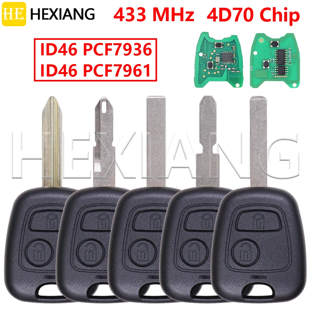 HE 4D70Chip 433MHz HU83/VA2/NE72/NE78/SX9 ID46 PCF7961 ID46 PC7936 Car Key For Peugeot 107 206 207 306 307 C3 C4 C1 C2 2002-2012