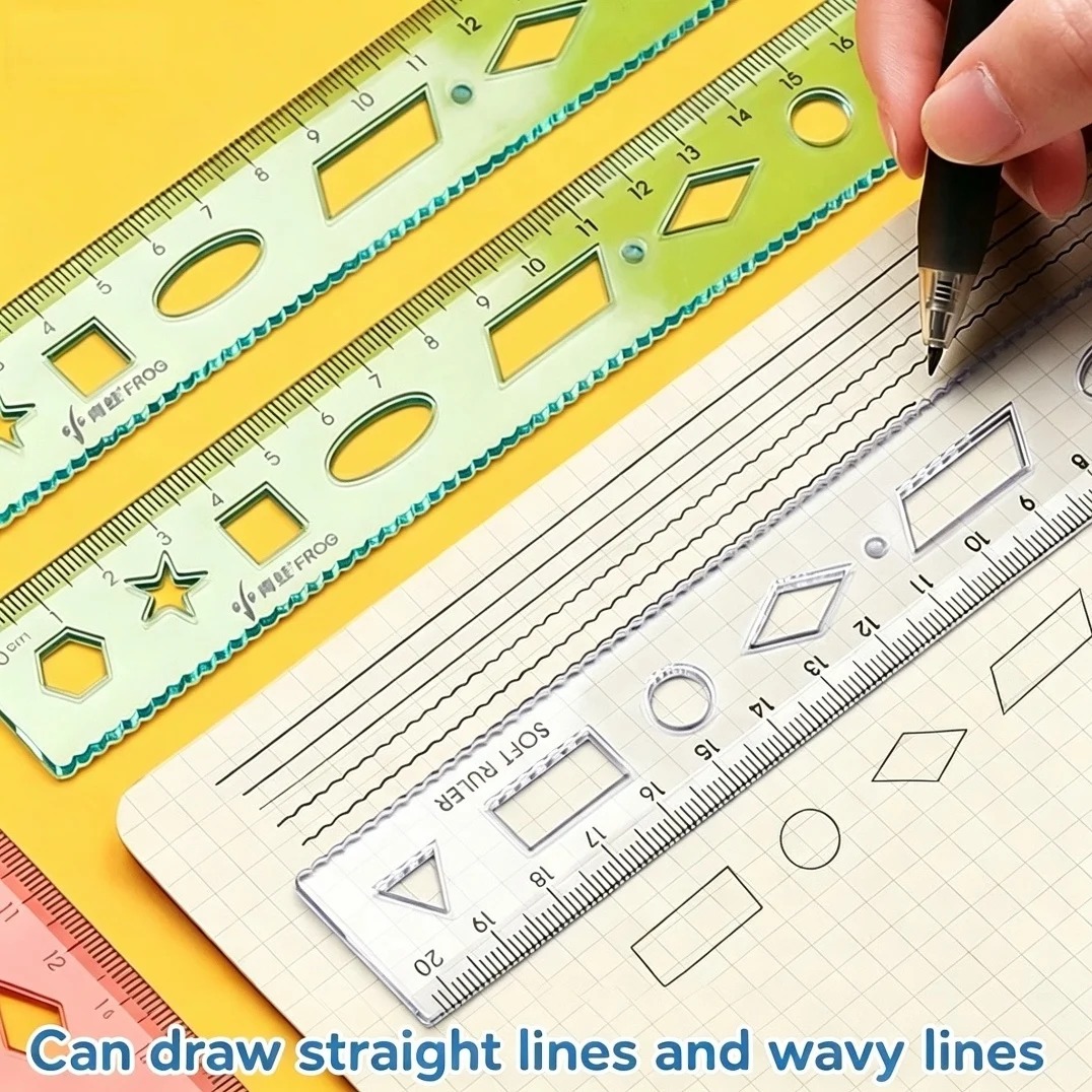 Multi Functional Drafting Ruler Kit Precise Protractor Straight and Triangle Rulers Strong Smooth Surface for Artists