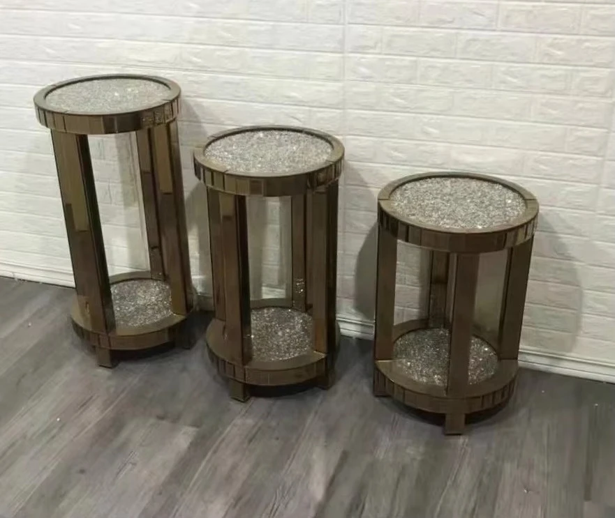 Living Room Mirrored Flower Display Crushed Diamond Insert Lamp Table End Table Side Table Home Hotel
