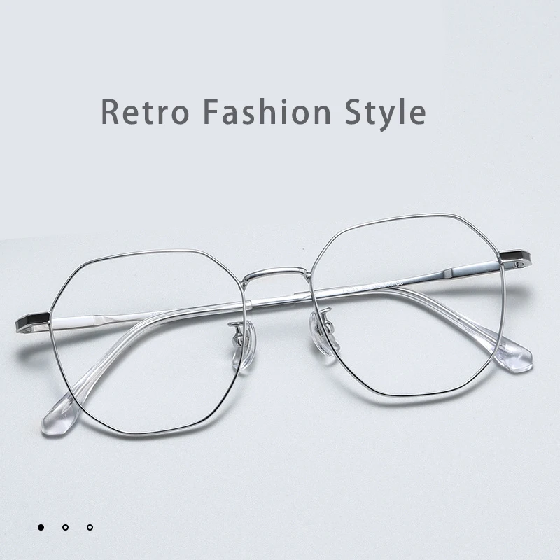 KatKani Fashion Trend Polygonal Eyewear Men Ultra-light Retro Flexible Pure Titanium Optical Prescription Glasses Frame Women