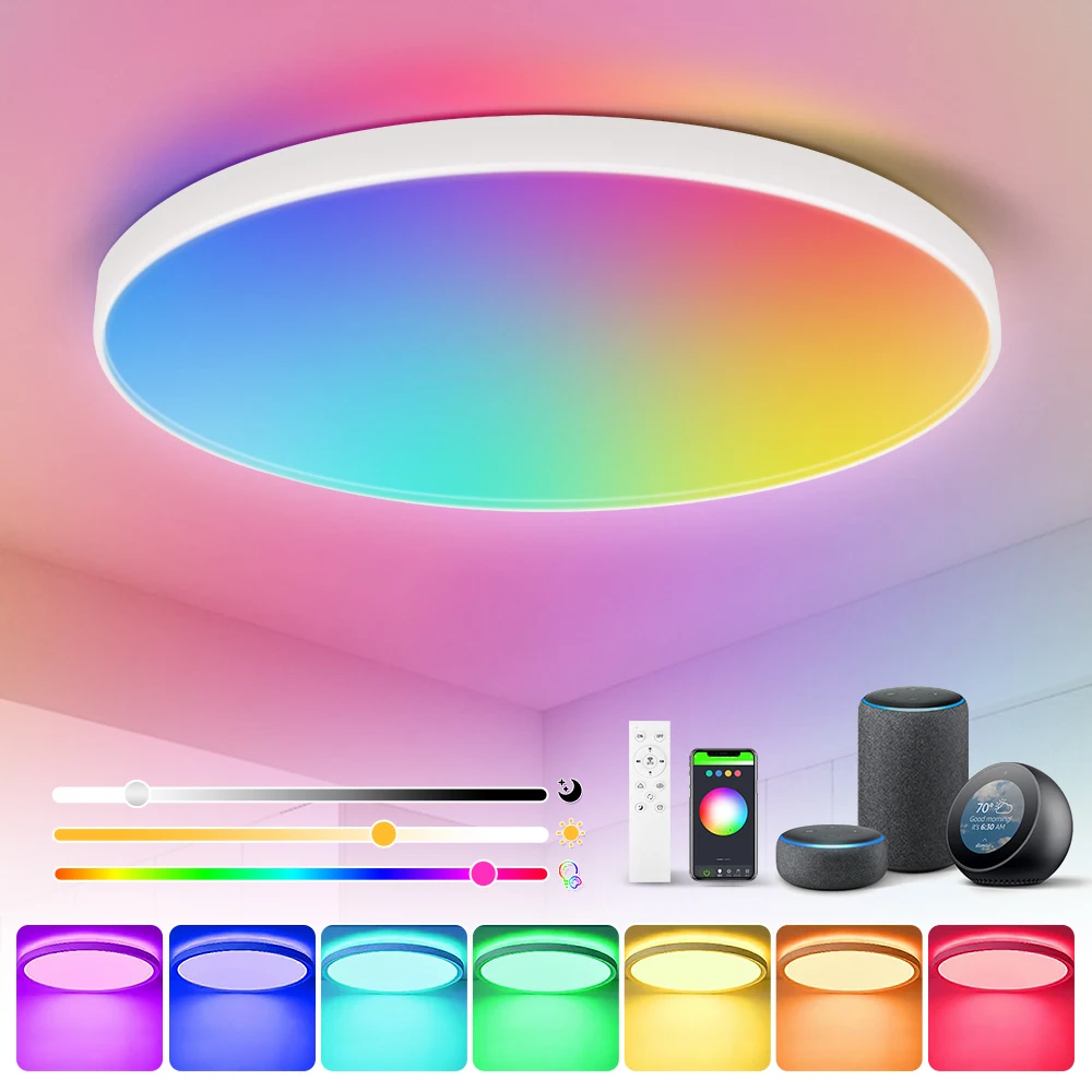 

RGB Alexa Ceiling Light Wifi Remote LED Ceiling Chandelier Bedroom Living Room Decoration Home Tuya Dimmable Led Lights Fixture