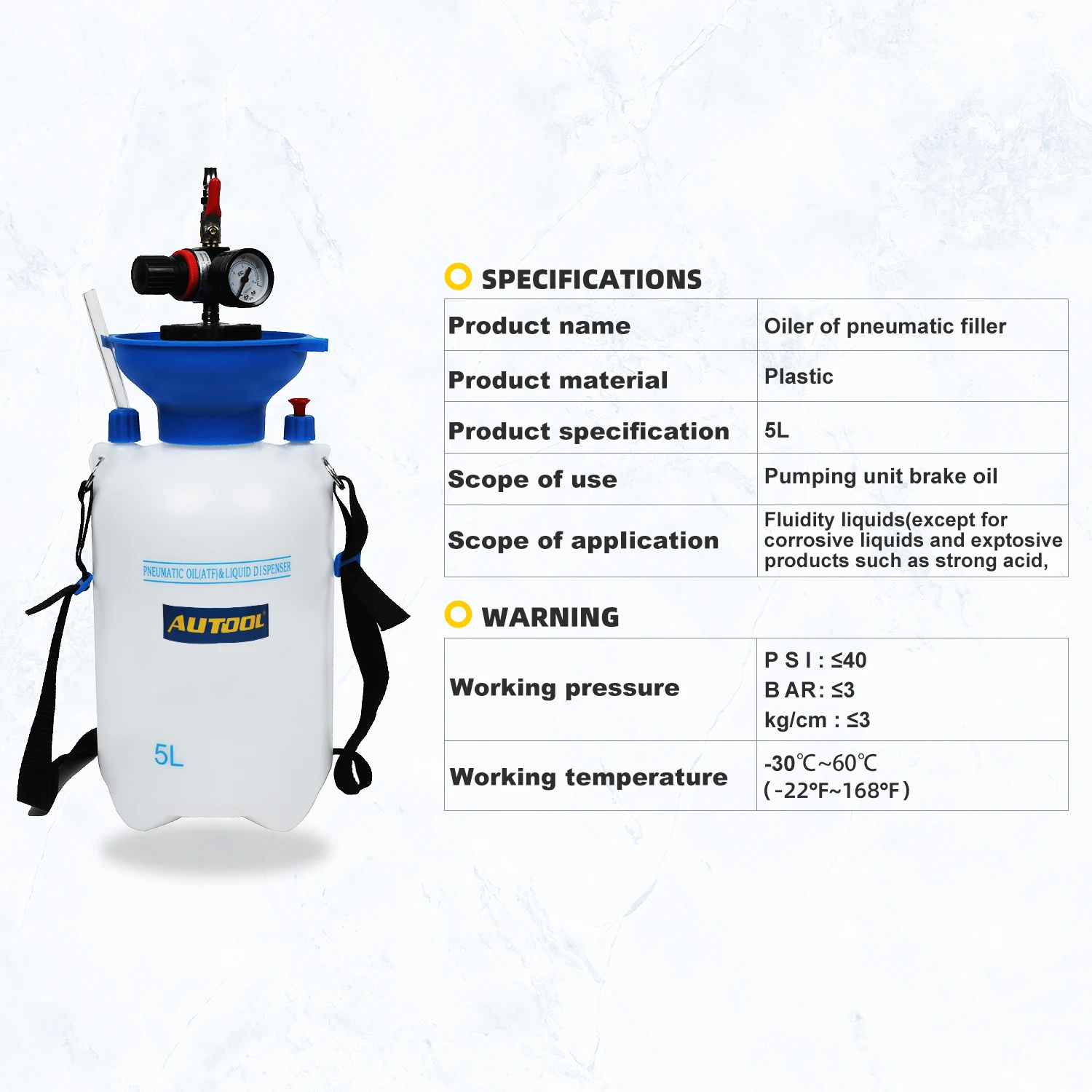 AUTOOL Car ATF Changer Liquid Bleeder 5L Pneumatic Pump Replacement Automatic Transmission Fluid Pump Dispenser Filler