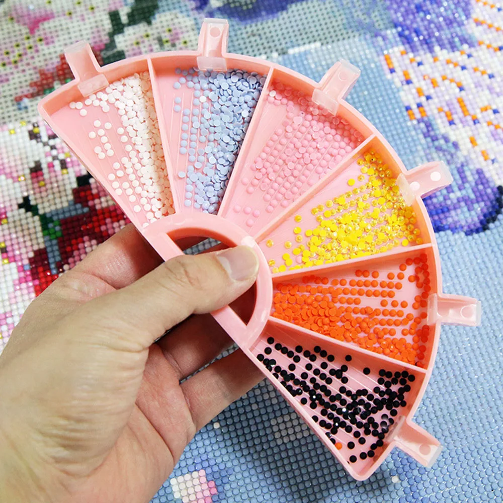 6 Grids Palette Diamond Painting Tray Kits Large Capacity Drill Plate Diamond Painting Pen Beading Plates Cross Stitch Tools