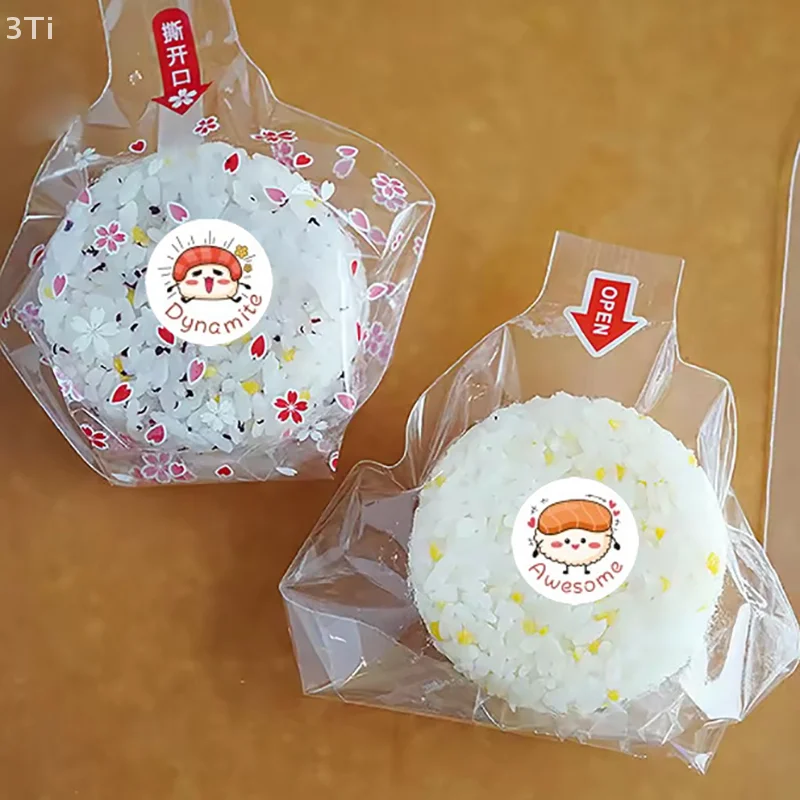 1Roll /500sheets Circular Cartoon Sushi Pattern Sticker Birthday Wedding Decor Sticker Baked Dessert Lunch Box Label Sticker