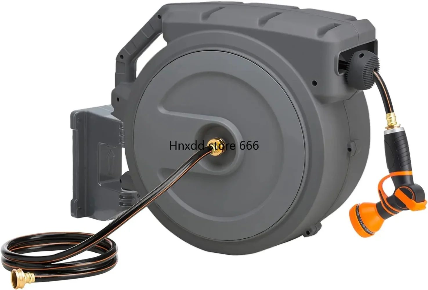 

Metal Retractable Hose Reel 130FT Wall Mounted Heavy Duty Hose Reel with 9 Pattern Nozzle 180 Deg Swivel