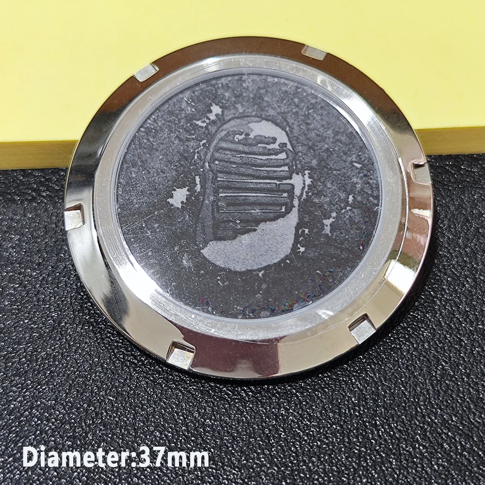 Couvercle arrière en acier inoxydable VK63 de 37 mm, motif empreinte digitale, motif lune, compatible avec le boîtier arrière en acier inoxydable VK63, pièces de montre