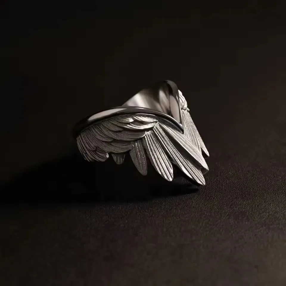 

Retro Angel Wings Ring for Women Men Girls Punk Gothic Adjustable Open Ring Handmade Designer Retro Jewelry Accessories Gift