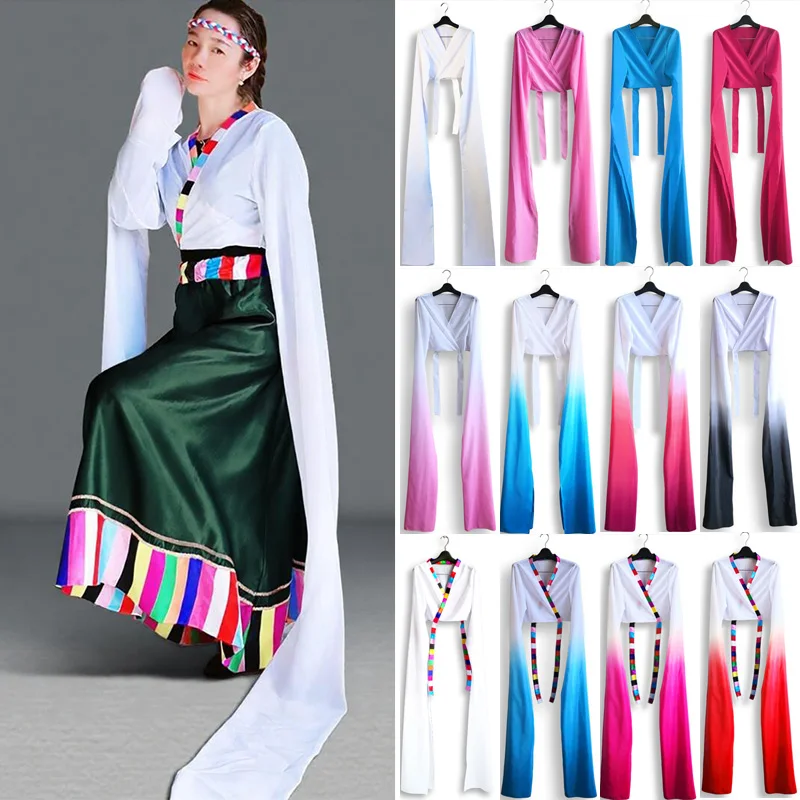 LongWater Sleeve Dance Top Chinese Classical Practice Costume Tibetan Style Performance Clothes for Jinghong Opera Stage Dancing