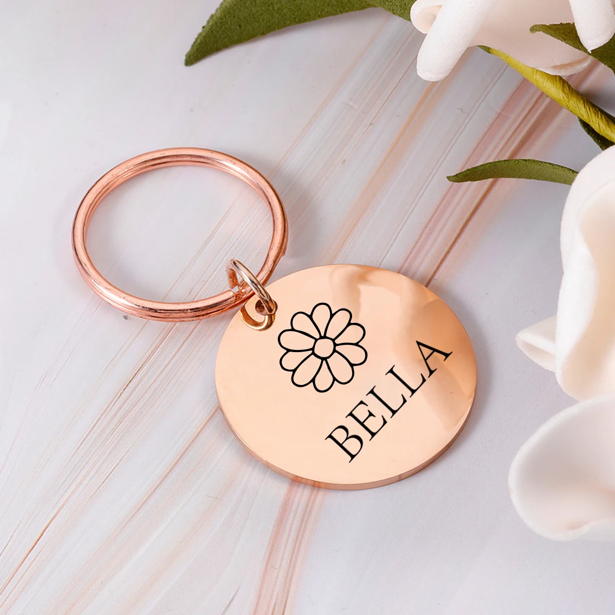 

1 pc flowers personality Dog Tag Laser Engraving Tags Pet ID Name Collar Tag For dog Pets