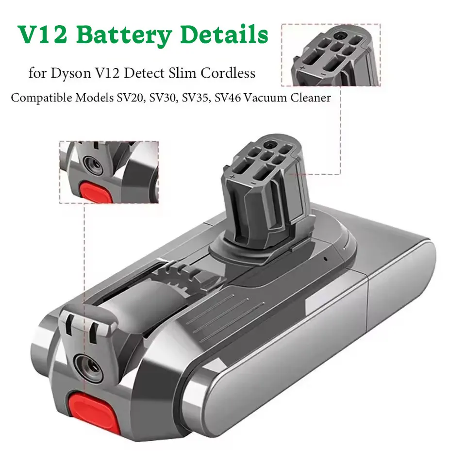 For Dyson V12 Battery 25.2V 6000mAh SV20,SV30,SV35,SV46 Compatible