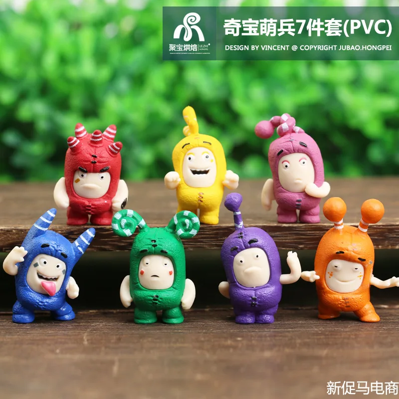 7pcs/set Cute Oddbods Action Figures Toys 4cm