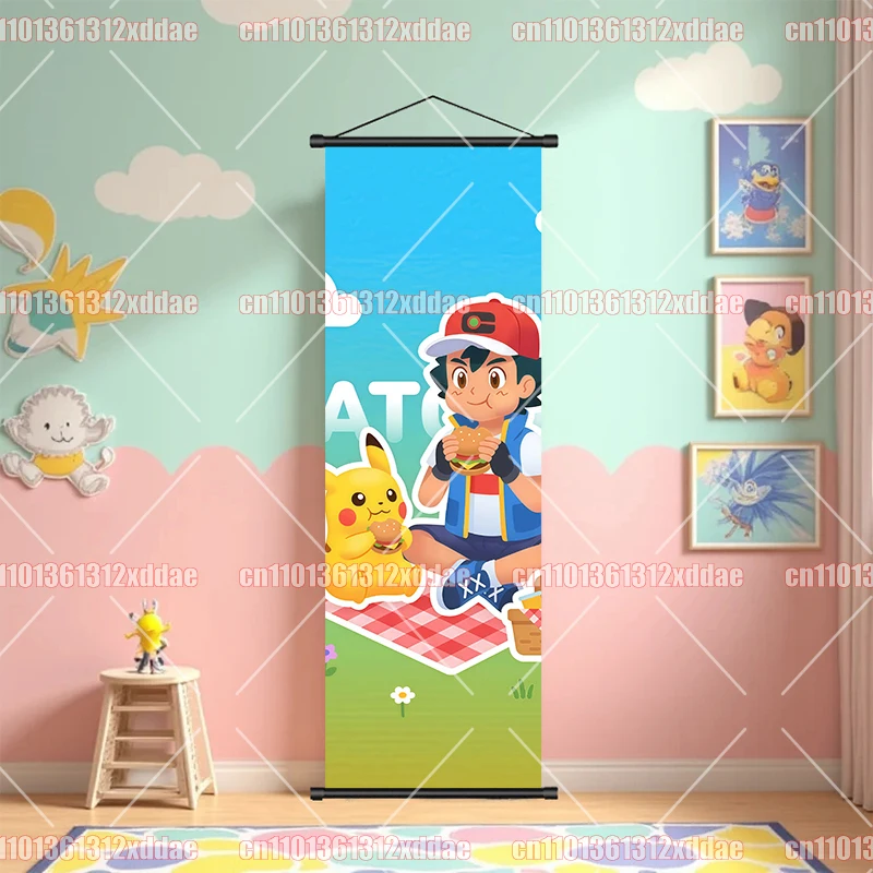 Pokemon Scroll Painting Dragonite Incineroar Litten Totodile Pikachu Anime HD Poster Whole House Wall Decoration Children's Gift view 6