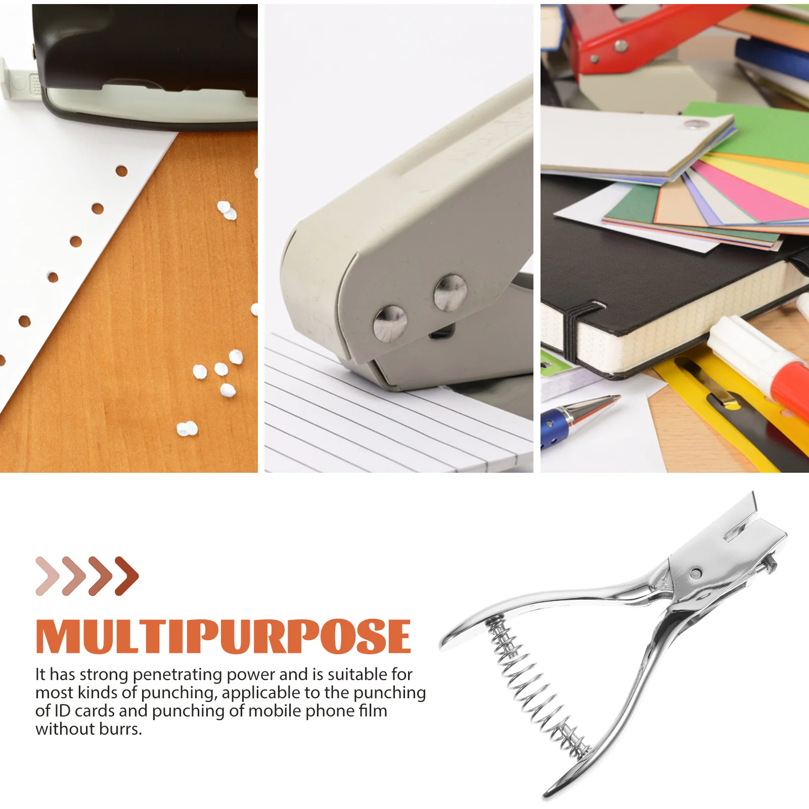 أداة ثقب يدوية شديدة التحمل محمولة باليد بيضاوية واحدة لبطاقات الهوية الورقية والمكتب والمدرسة وخرامة الورق