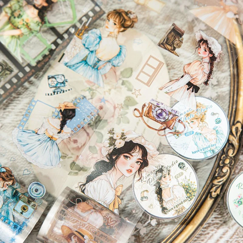 Mr Paper สตูดิโอถ่ายภาพโรแมนติก 6 รูปแบบ ธีมฟิล์มตัวละคร เทปพันไดคัท PET เทปวาชิน่ารัก เทปวาชิ