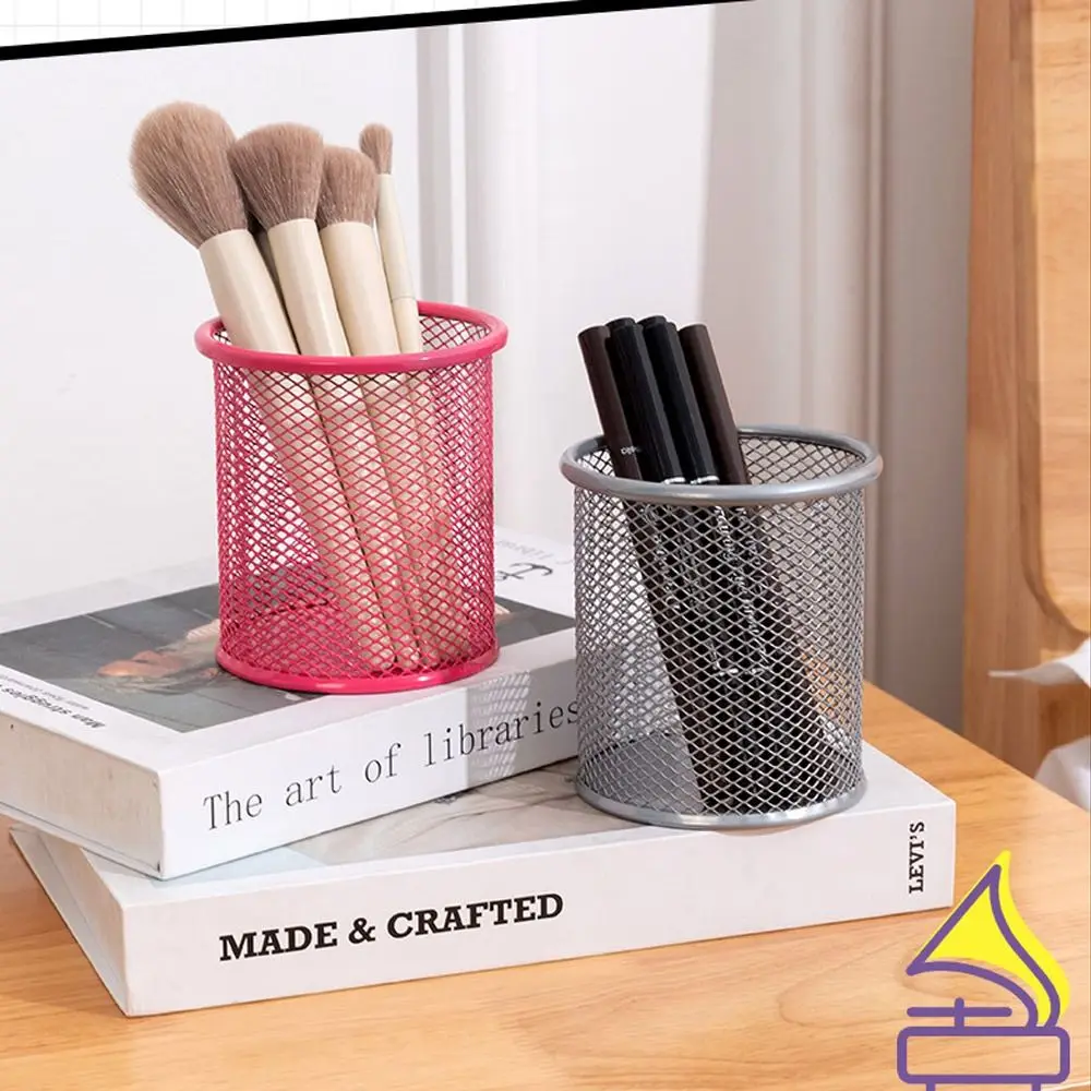 Round/Square Pencil Storage Desk Tidy Stationery Organiser Pen Holder Mesh Pen Pot Storage Case