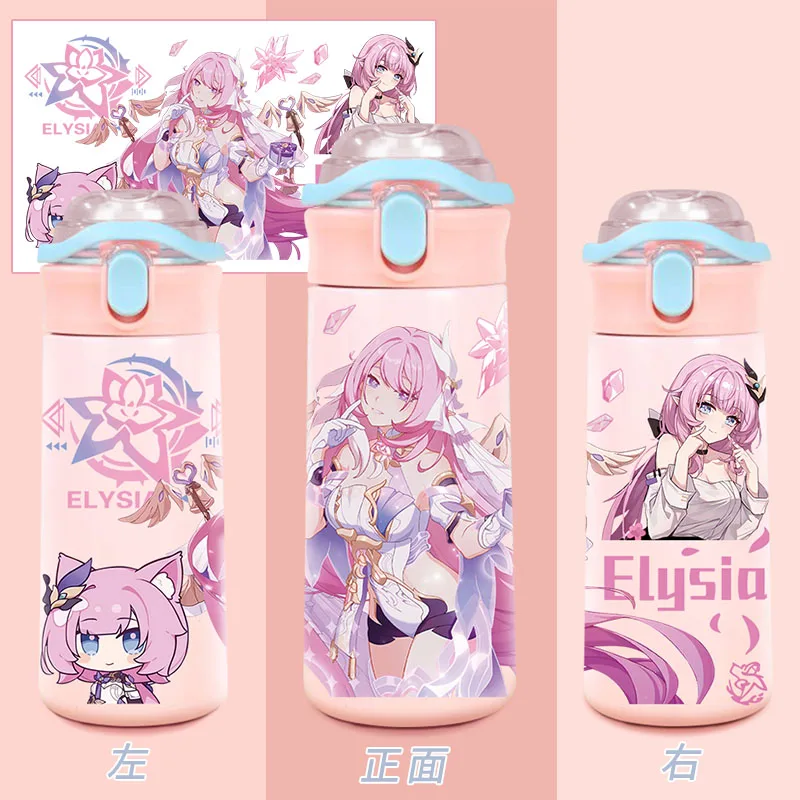 Anime Honkai Impact 3 Kiana Kaslana Elysia Cosplay Cute Stainless Steel Vacuum Cup Thermos Cup Water Bottle Cup Student Gift