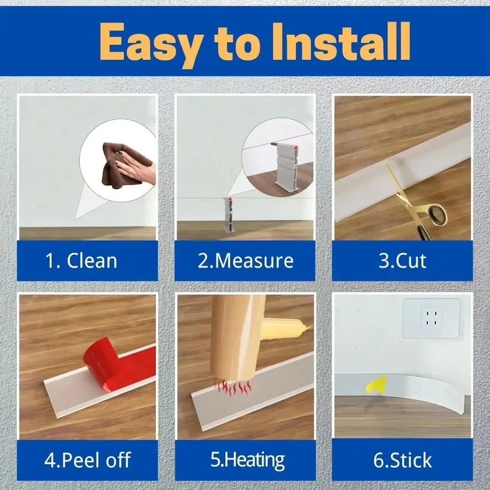 1Pc 39.37/78.74/118.11in Wide Flexible Baseboard