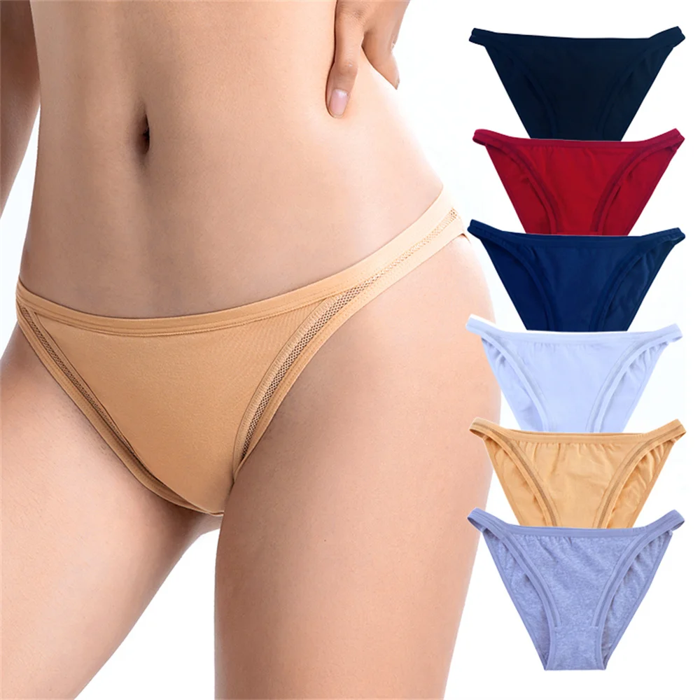 

6PCS Cotton Panties Women Solid Color Intimate Briefs Female Comfortable Briefs Panties Sexy Female Low Rise Underpant Lingerie