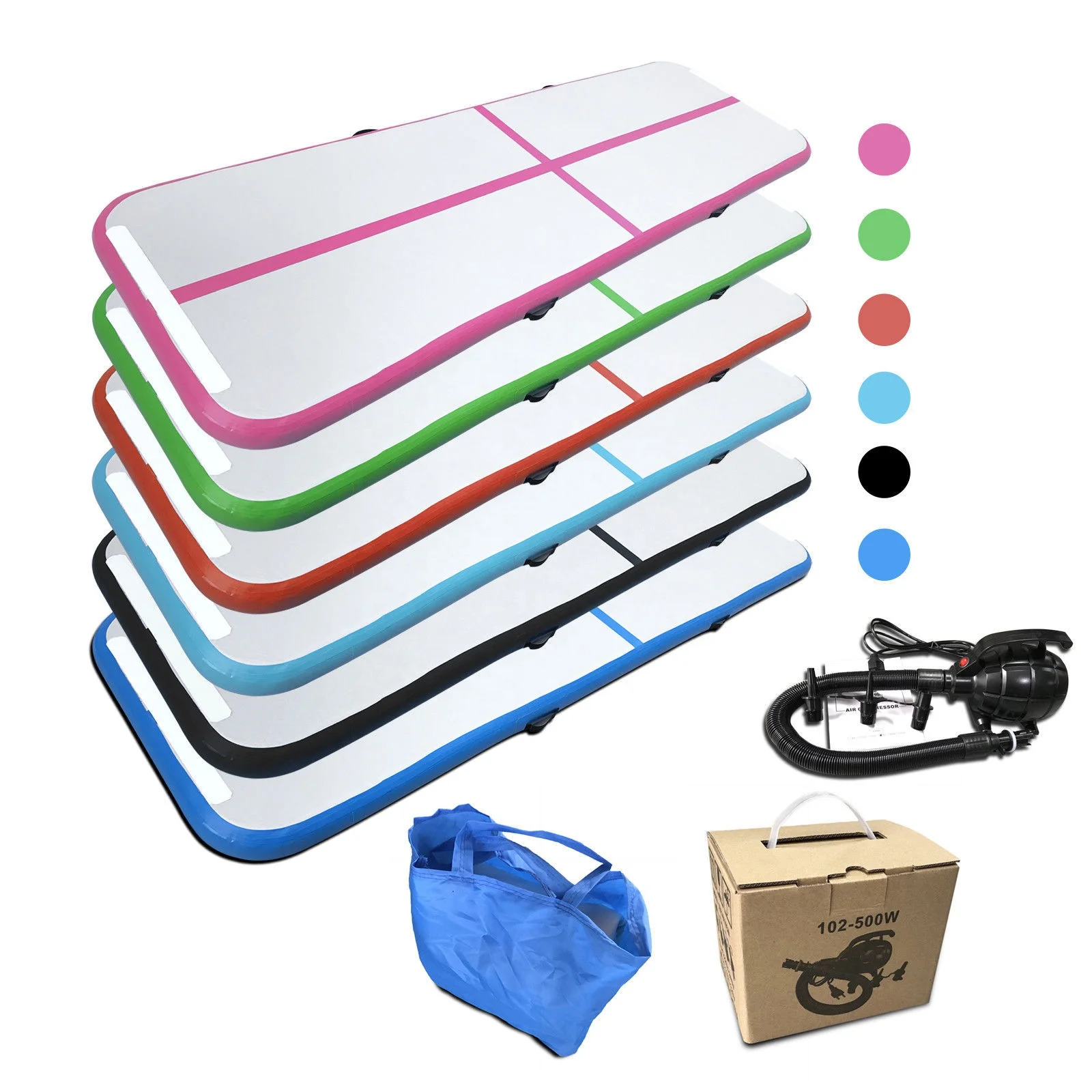 Custom Cross Border Fitness PVC Inflatable Air Cushions Colorful Gymnastics Tumble Mats for Yoga Taekwondo Yoga Training