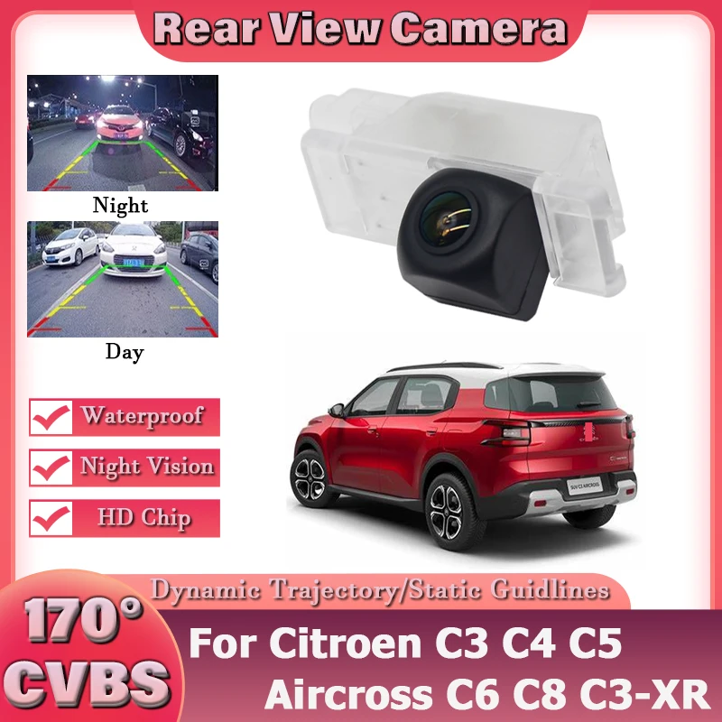 170° Vehicle Reverse Camera For Citroen C3 C4 C5 Aircross C6 C8 C3-XR AHD 1080P FishEye Car Rear View Camera HD Night Vision
